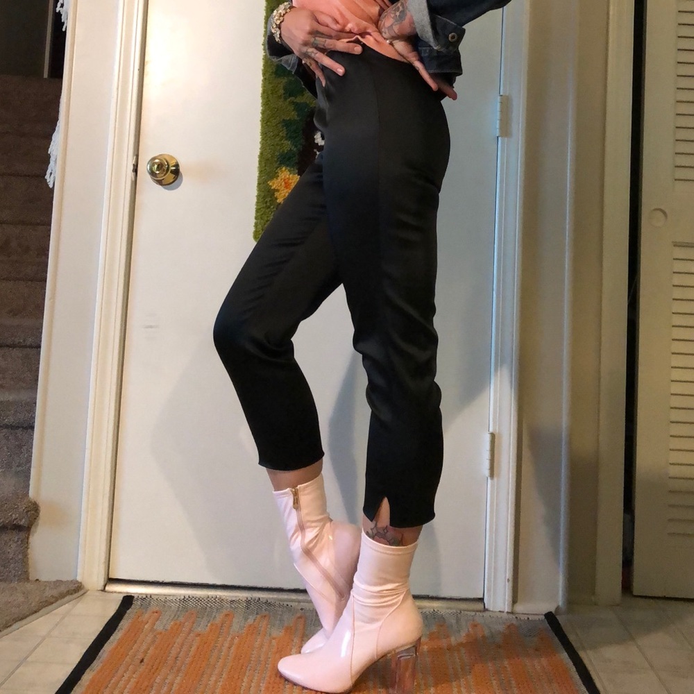 Black Satin Crops